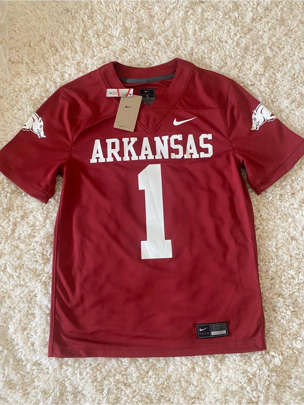 Nike Arkansas Razorbacks Mens Red Football Jersey - #1